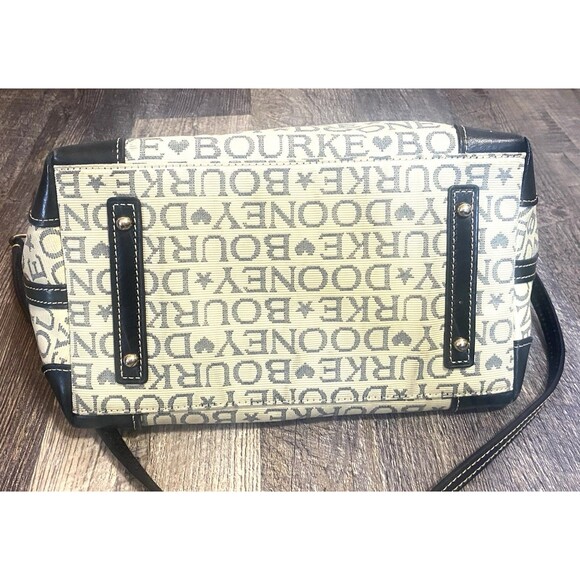 Dooney & Bourke Signature Jacquard Satchel Cream Leather Trim Shoulder Bag Y2K - Picture 9 of 16